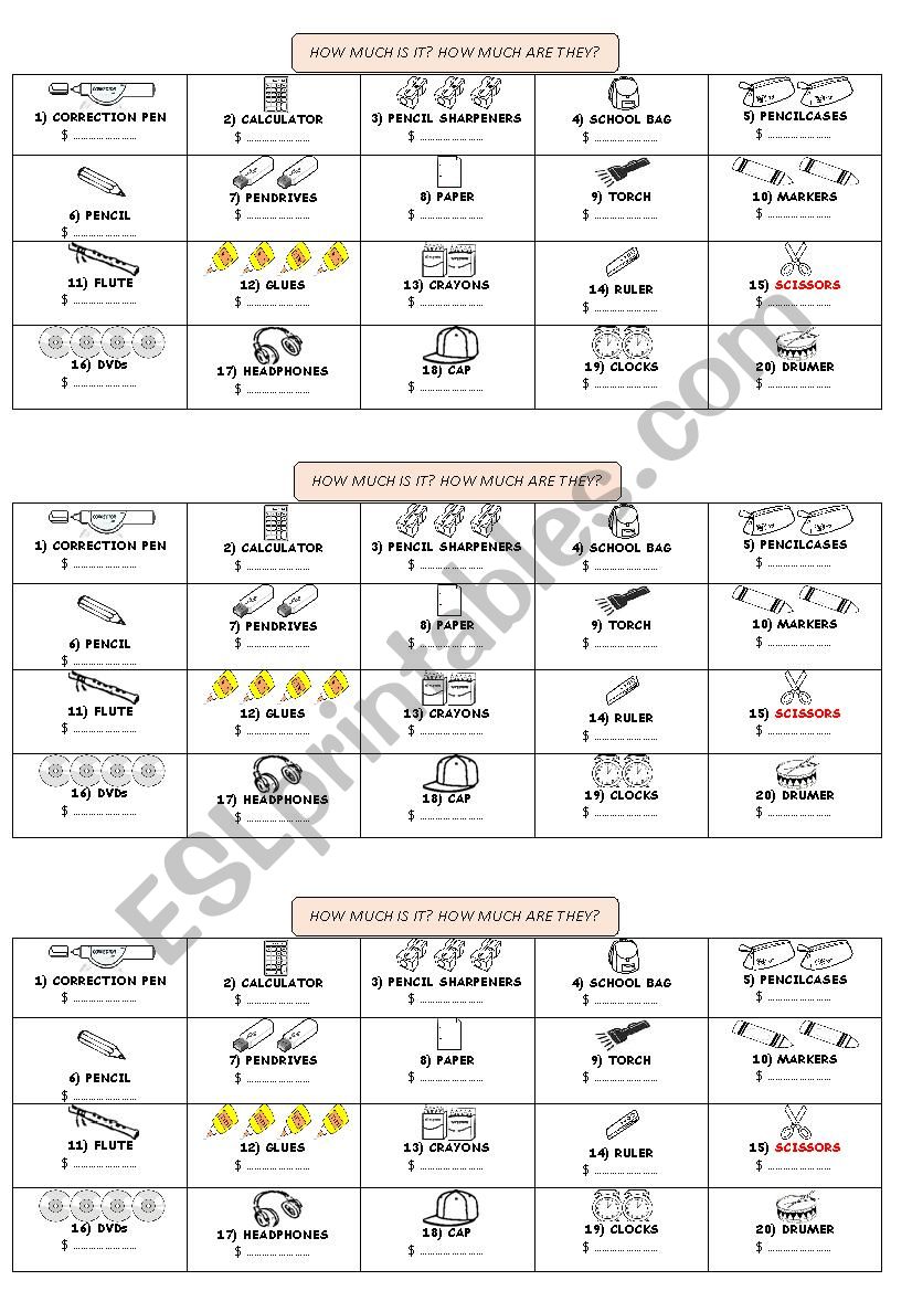 HOW MUCH IS IT?  worksheet