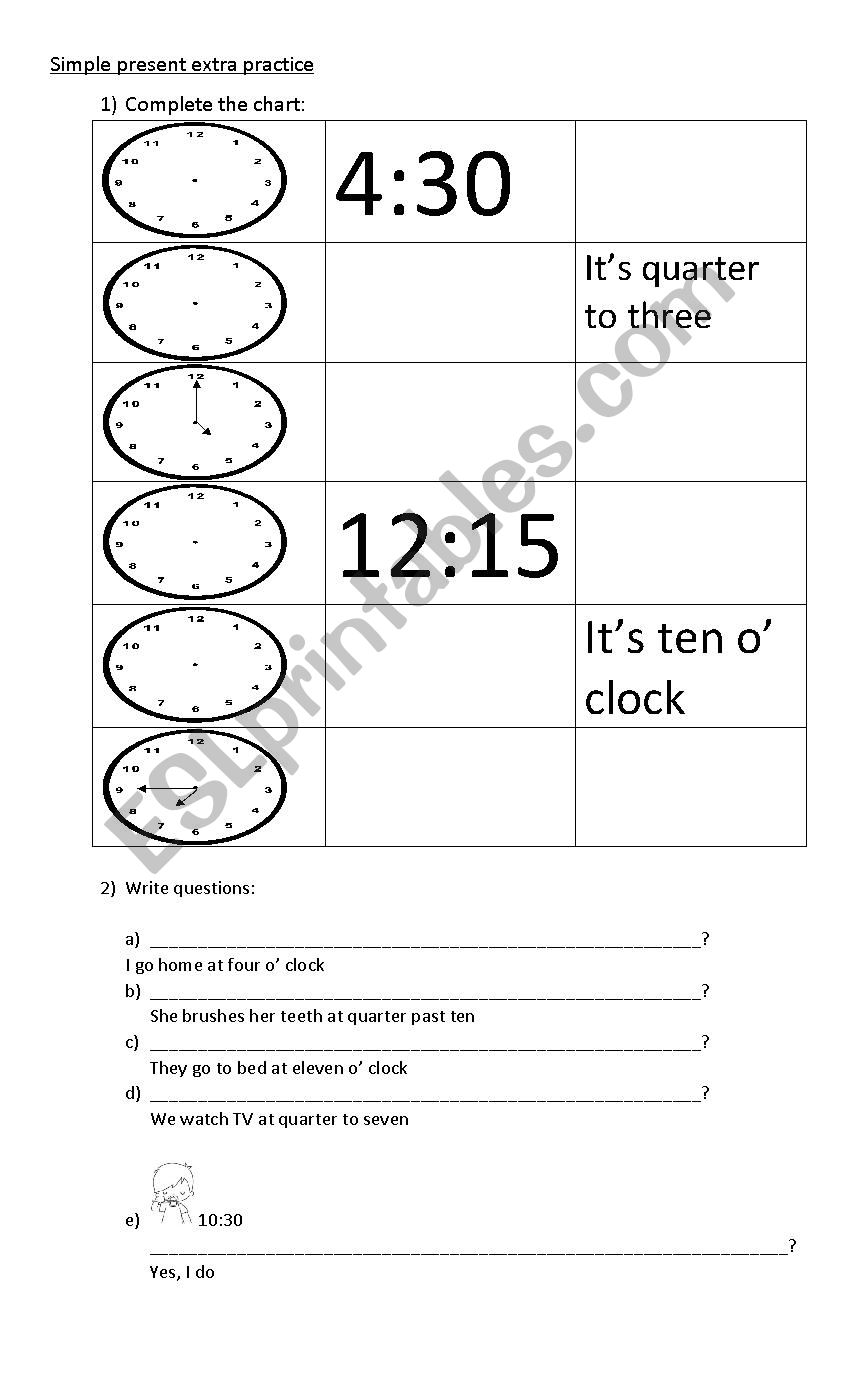 Simple present worksheet