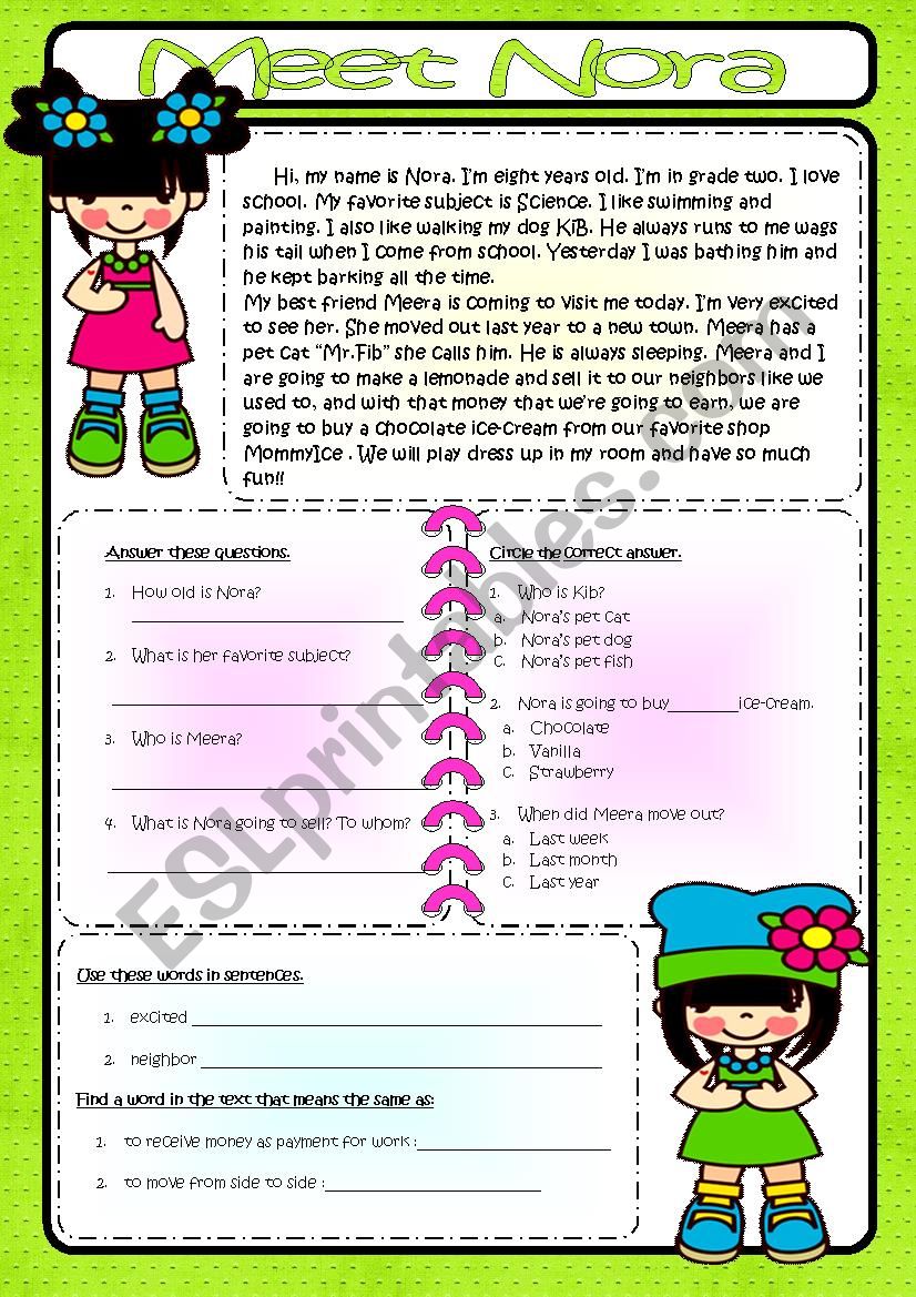 Meet Nora worksheet