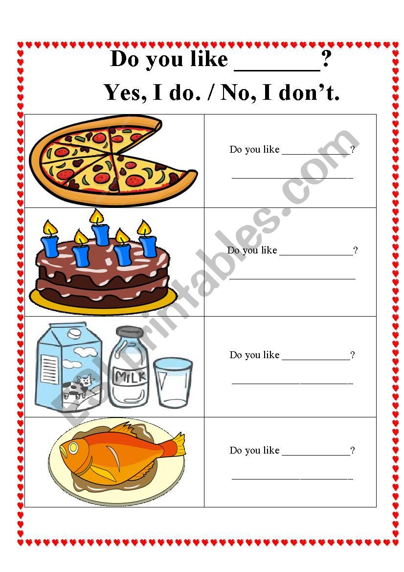 Do you like____? worksheet