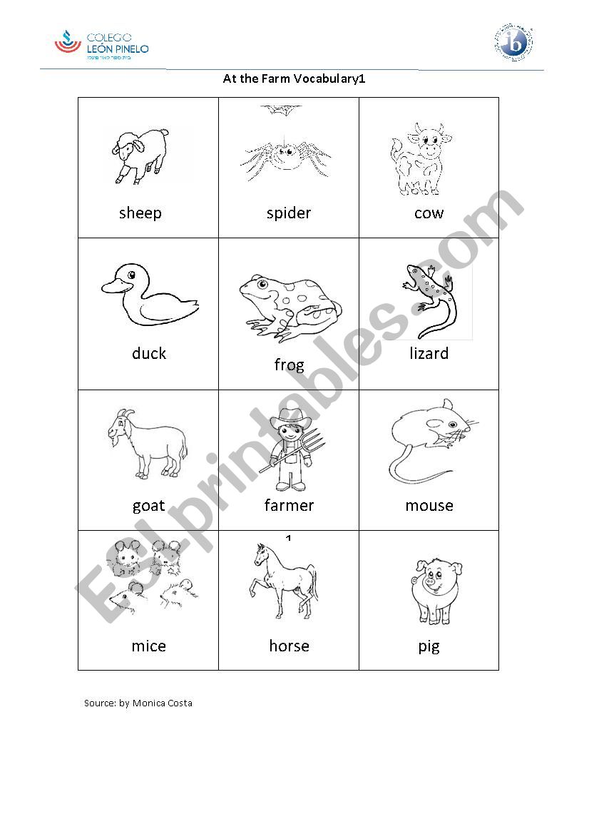 At the Farm worksheet