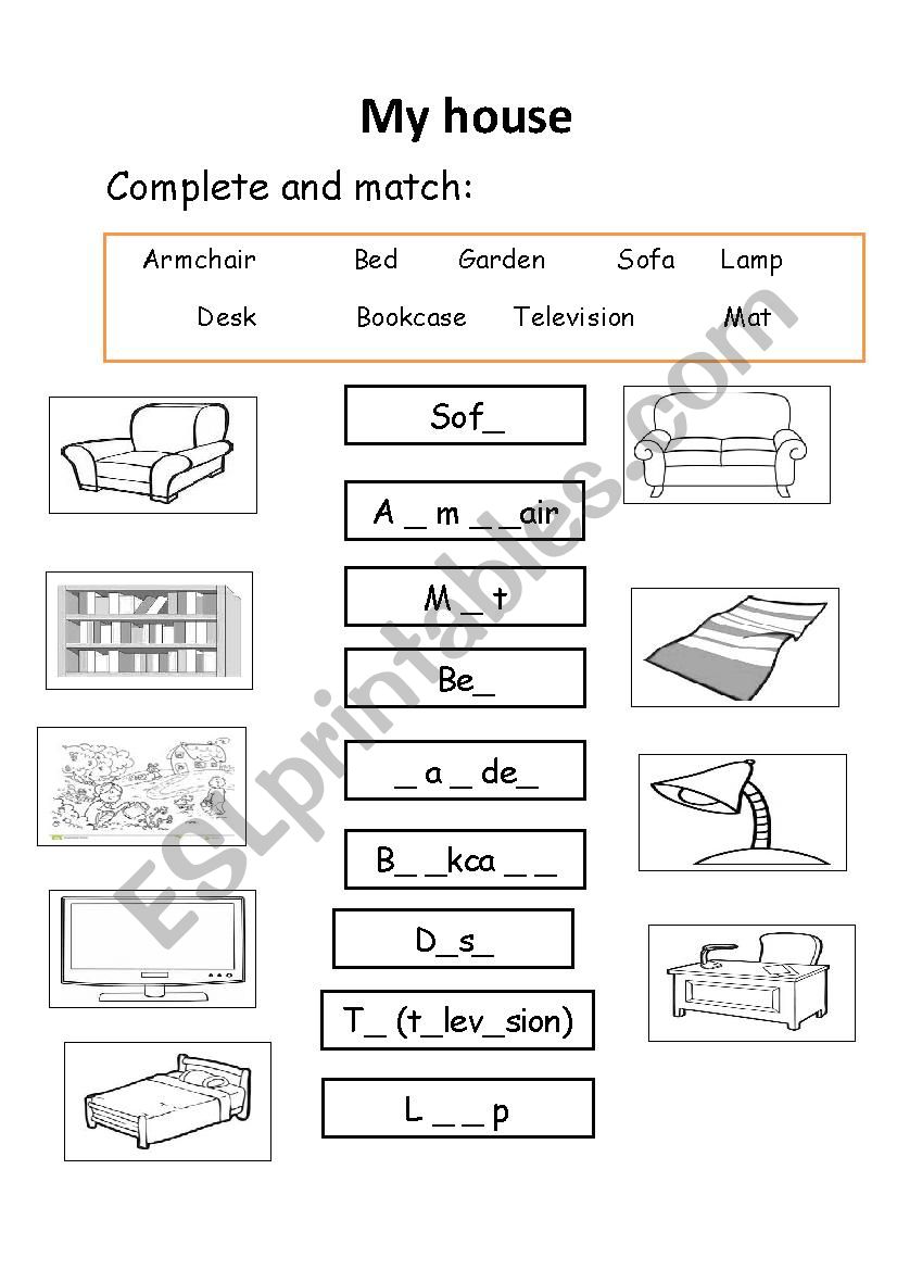 my house worksheet