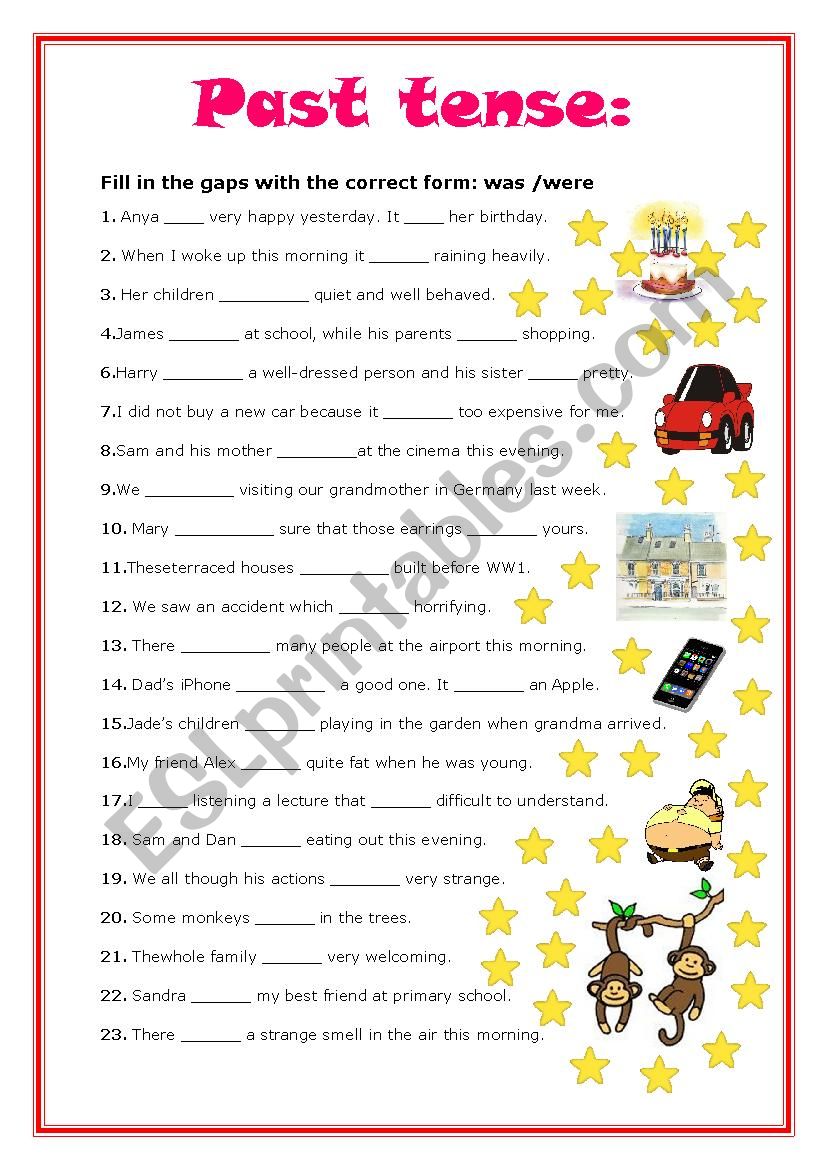 Verb to be: was/were worksheet