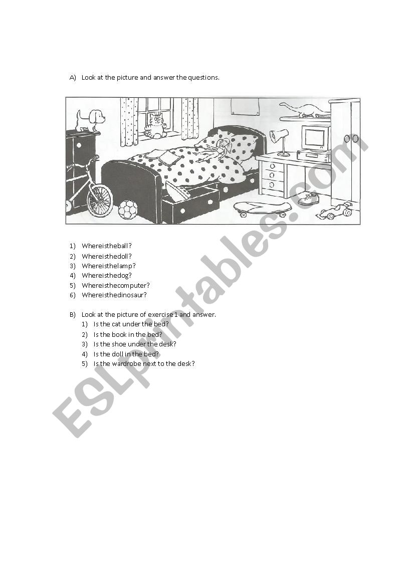 Prepositions of place worksheet