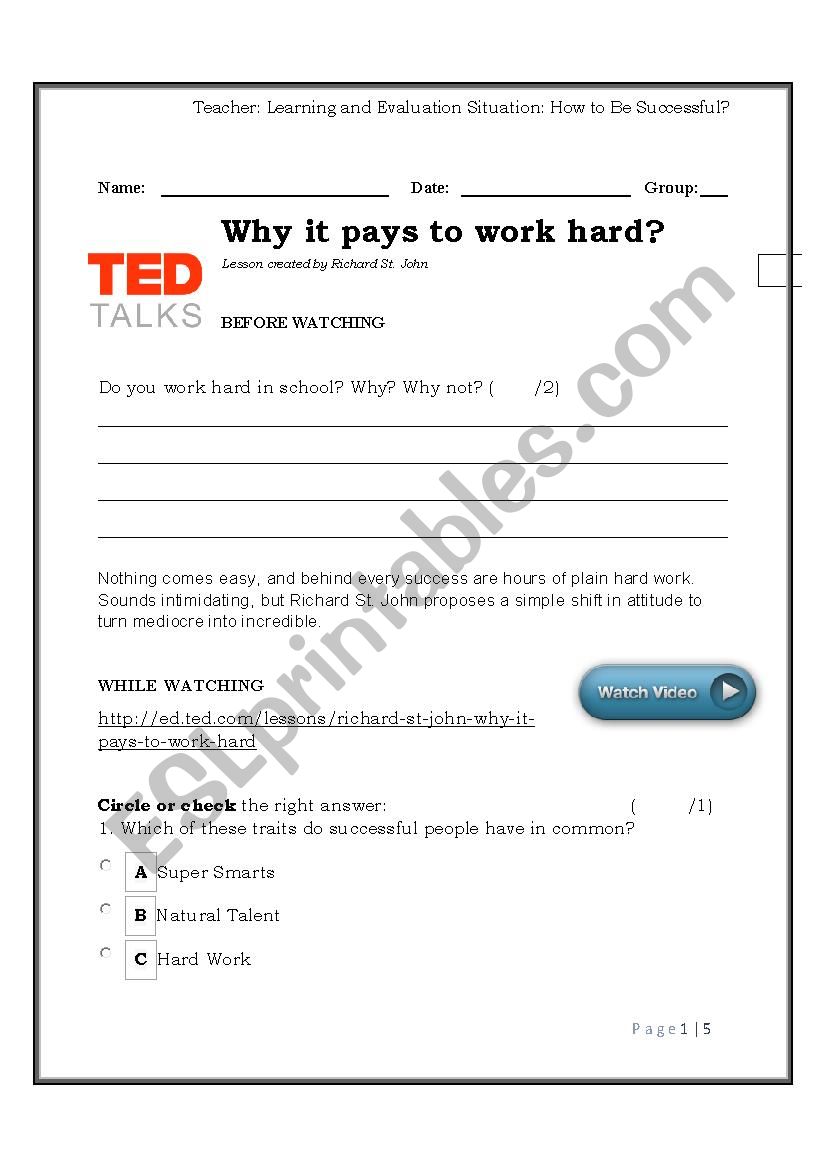 TEDTalk: Why it pays to work hard?