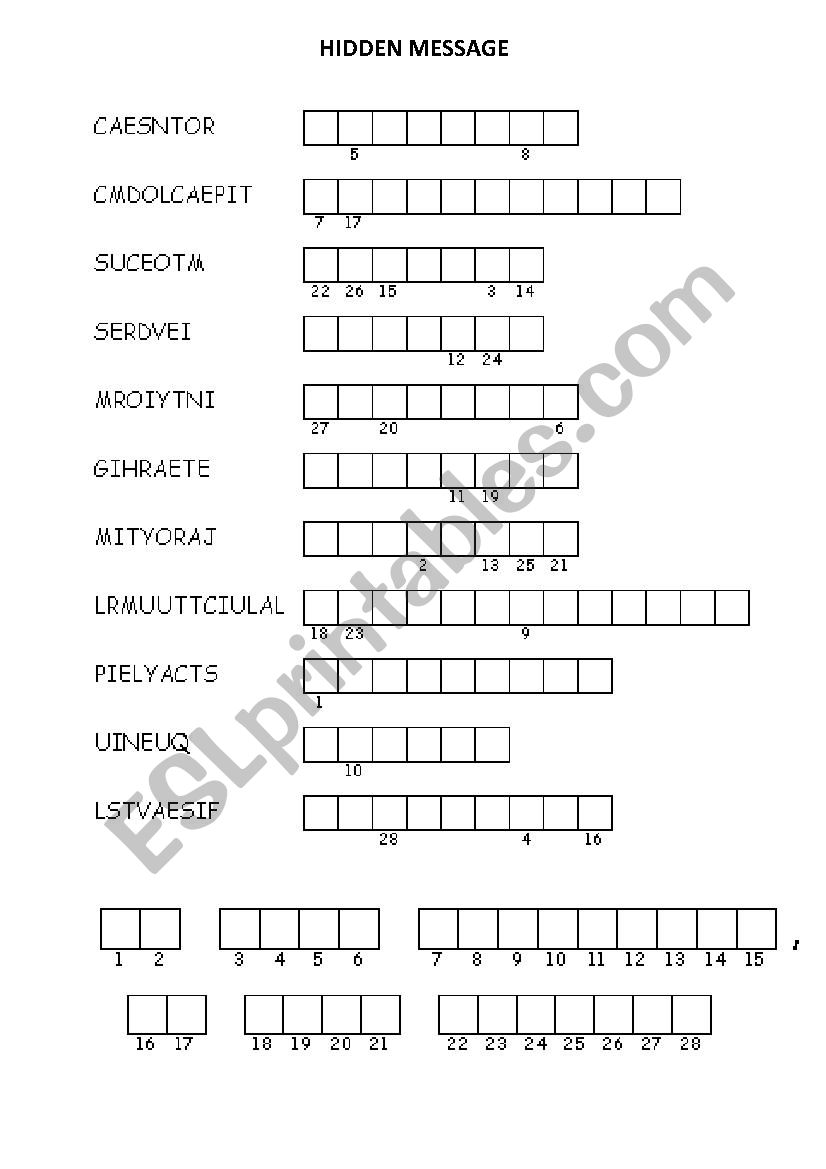 HIDDEN MESSAGE - Customs and traditions 