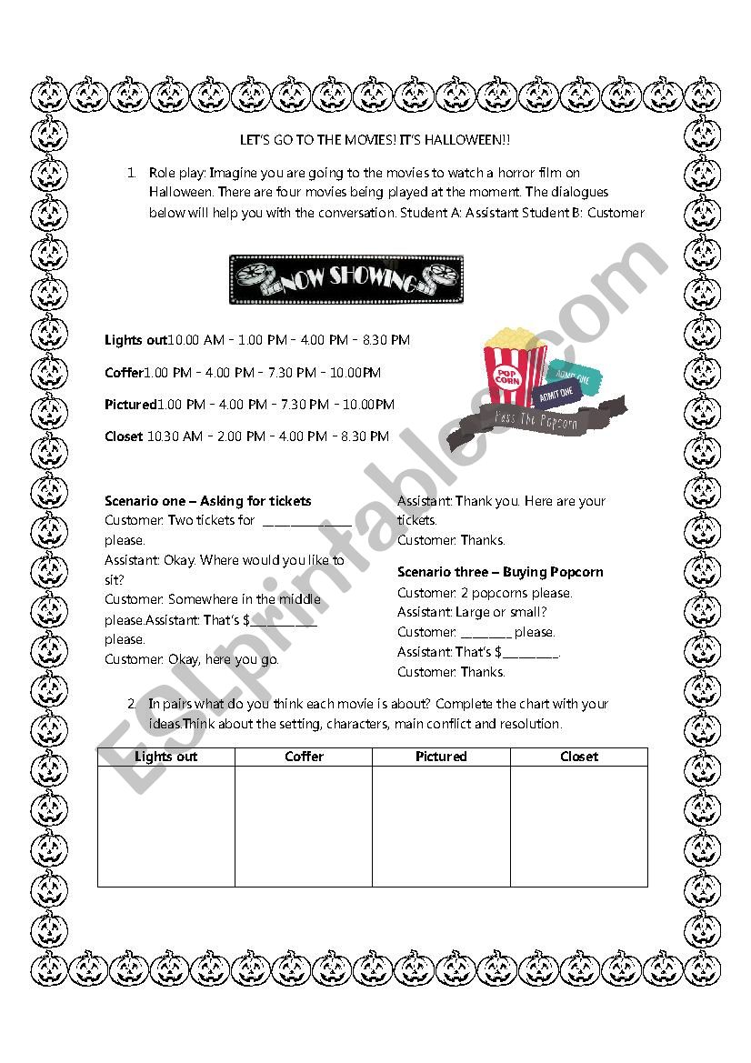 Halloween shorts worksheet