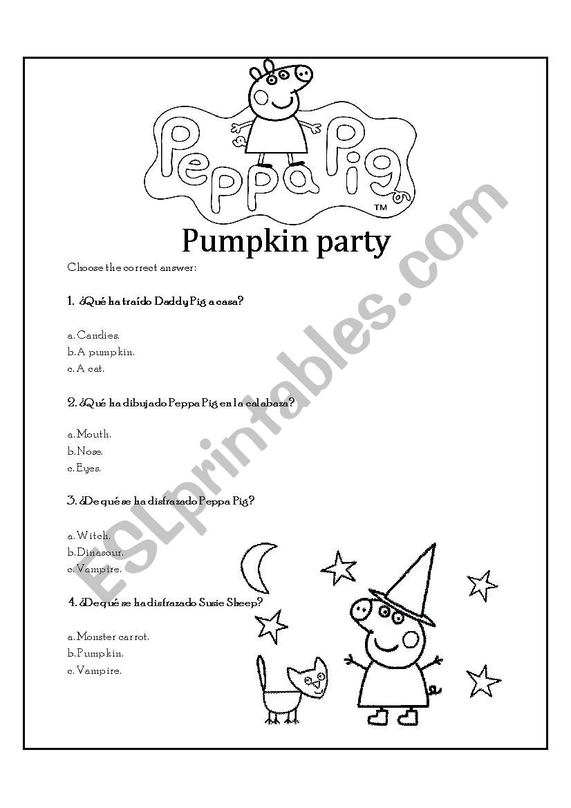 Peppa Pig Questionnaire worksheet