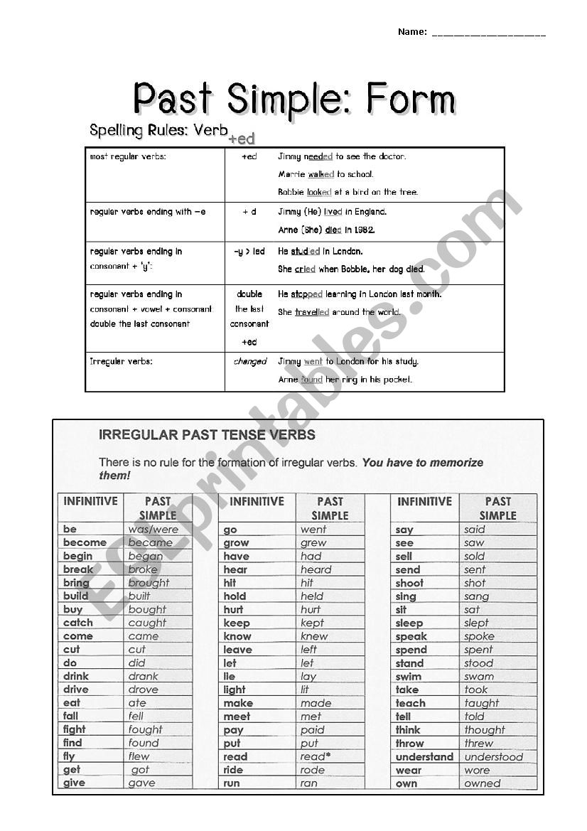 Past Simple worksheet