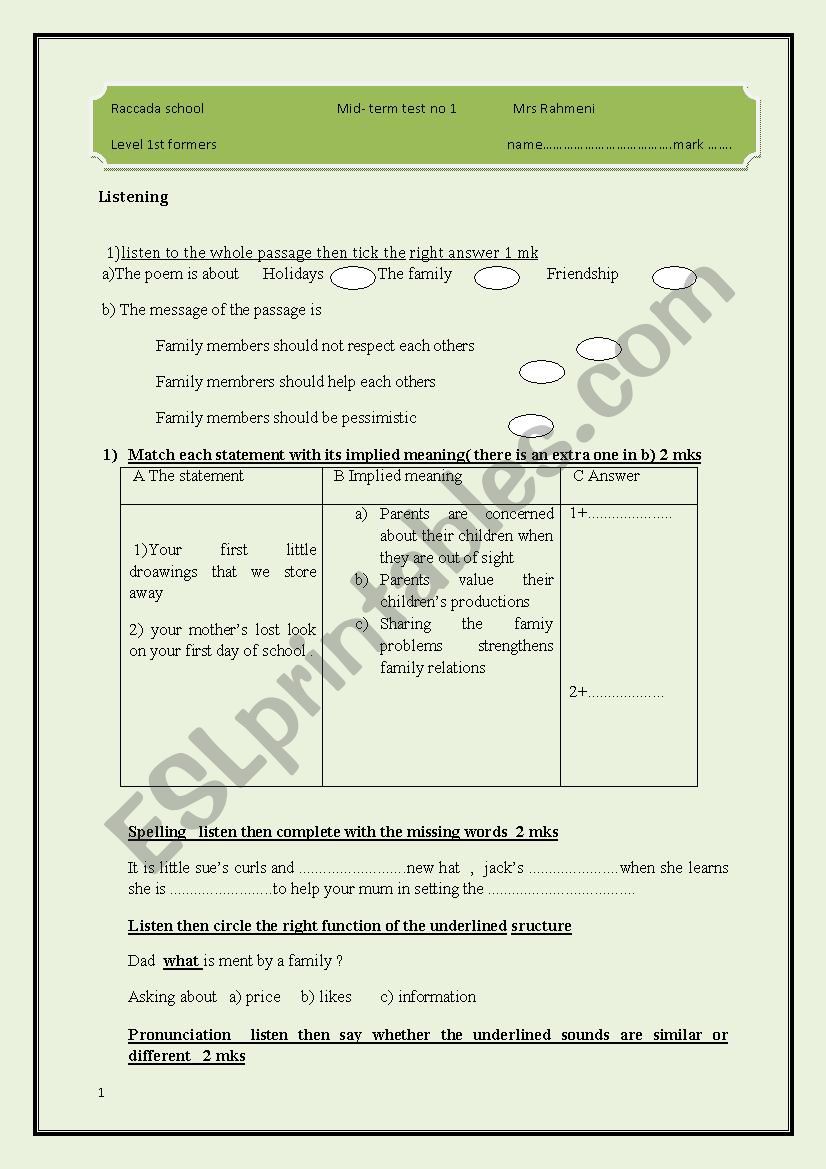 mid term test no 1   2016  worksheet