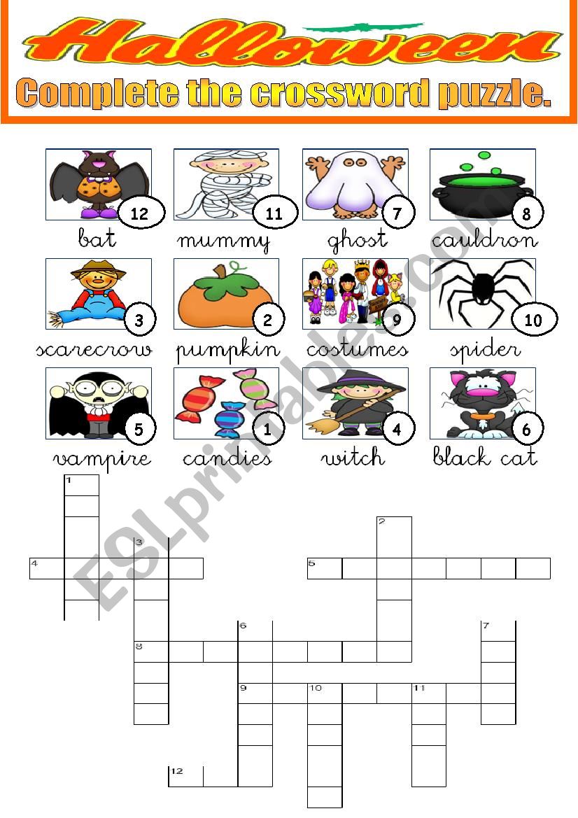 Halloween- crossword worksheet