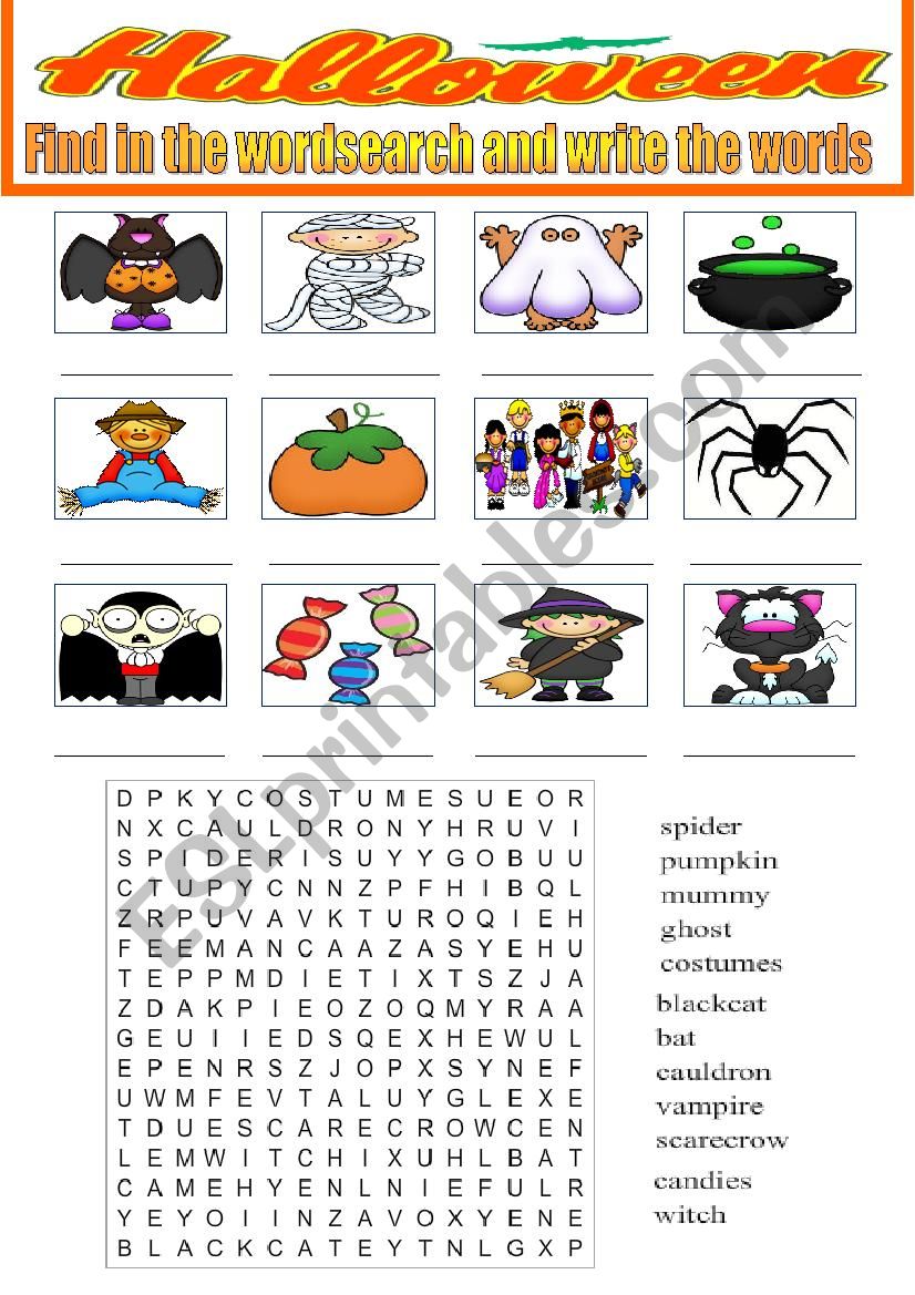 Halloween- wordsearch worksheet