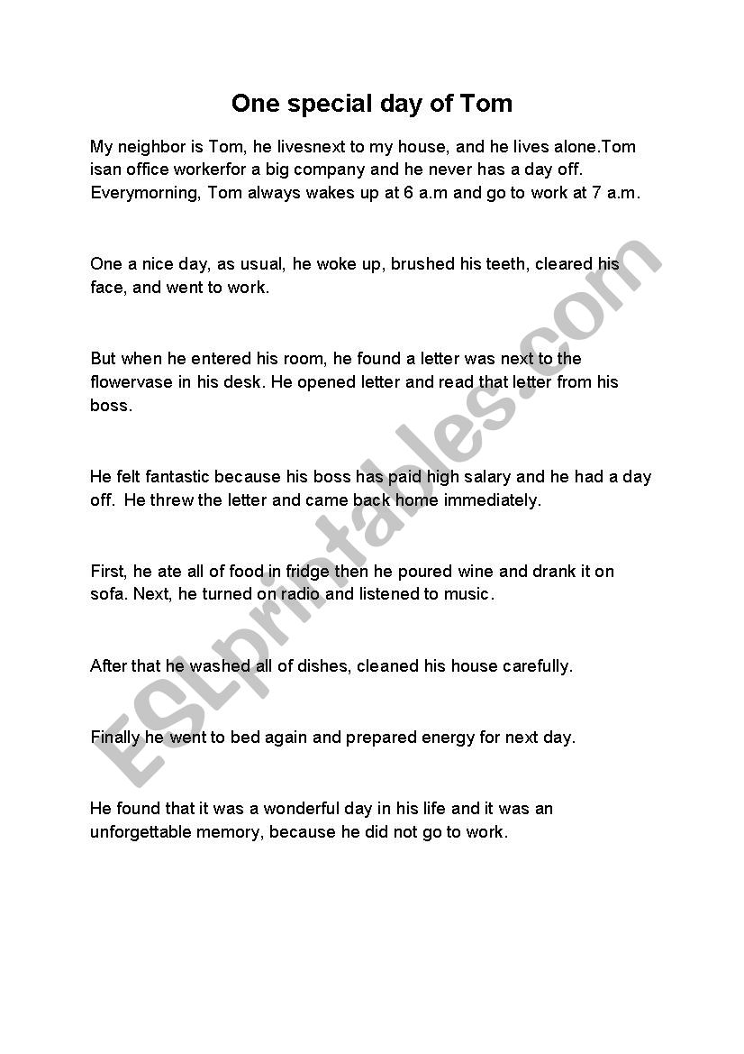 story worksheet