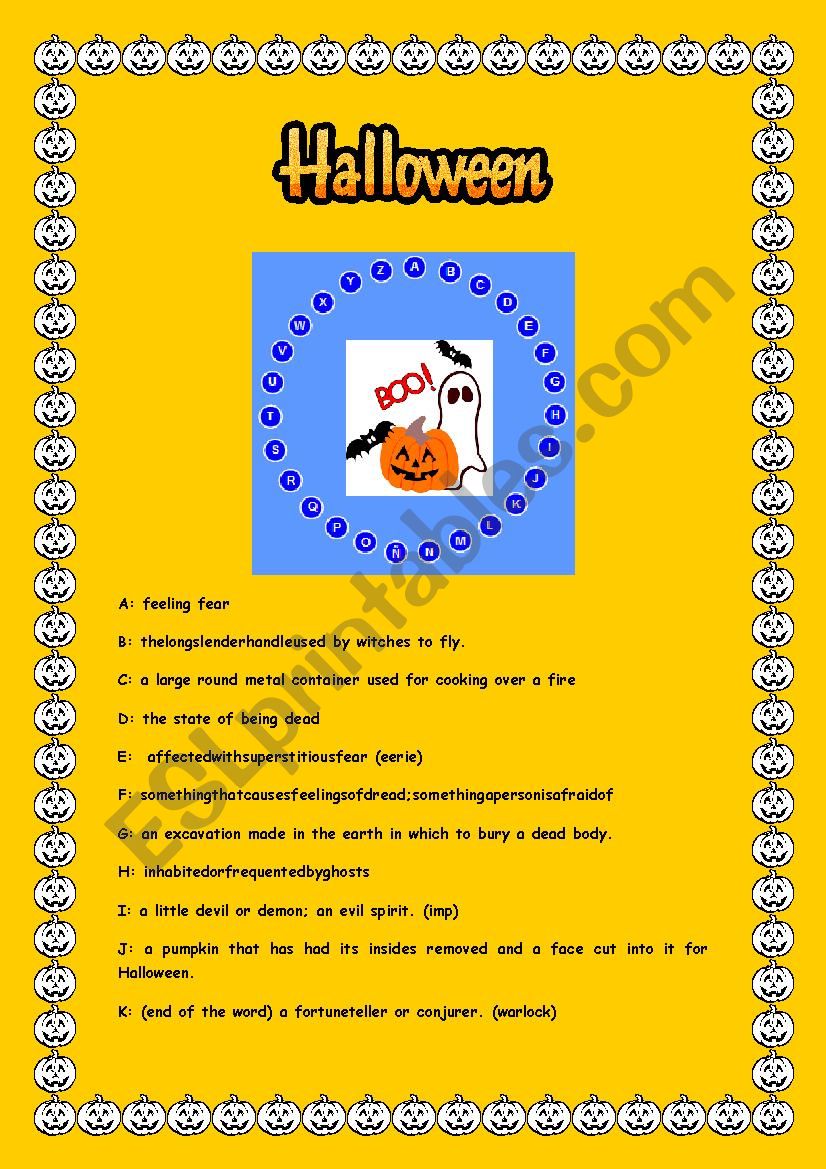 Pass the word Halloween worksheet