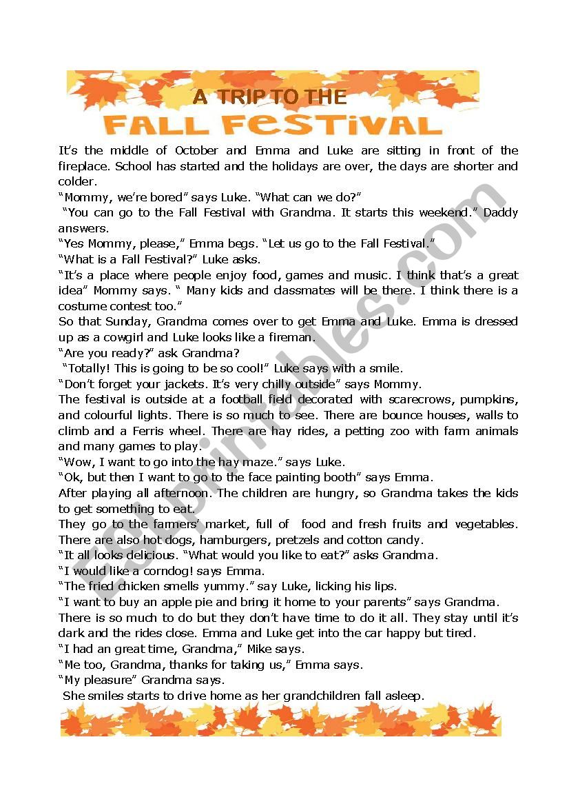 Fall Festival with Grandma worksheet
