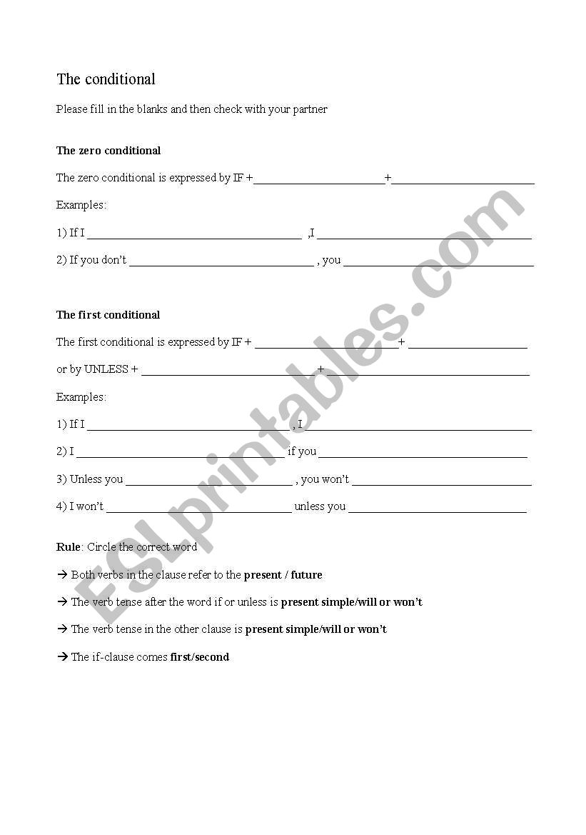 Zero and First conditional revision