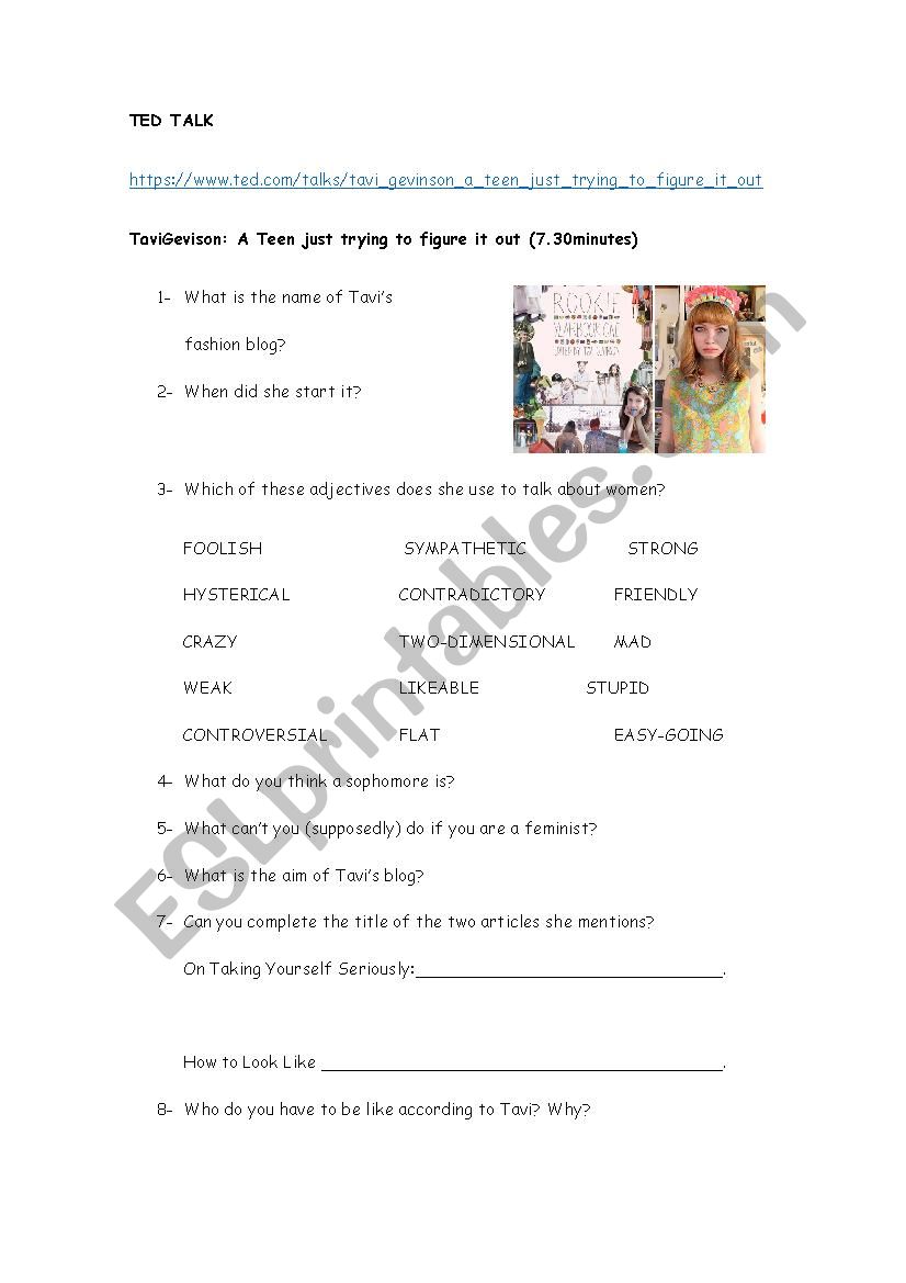 Tavi Gavison TED TALK worksheet