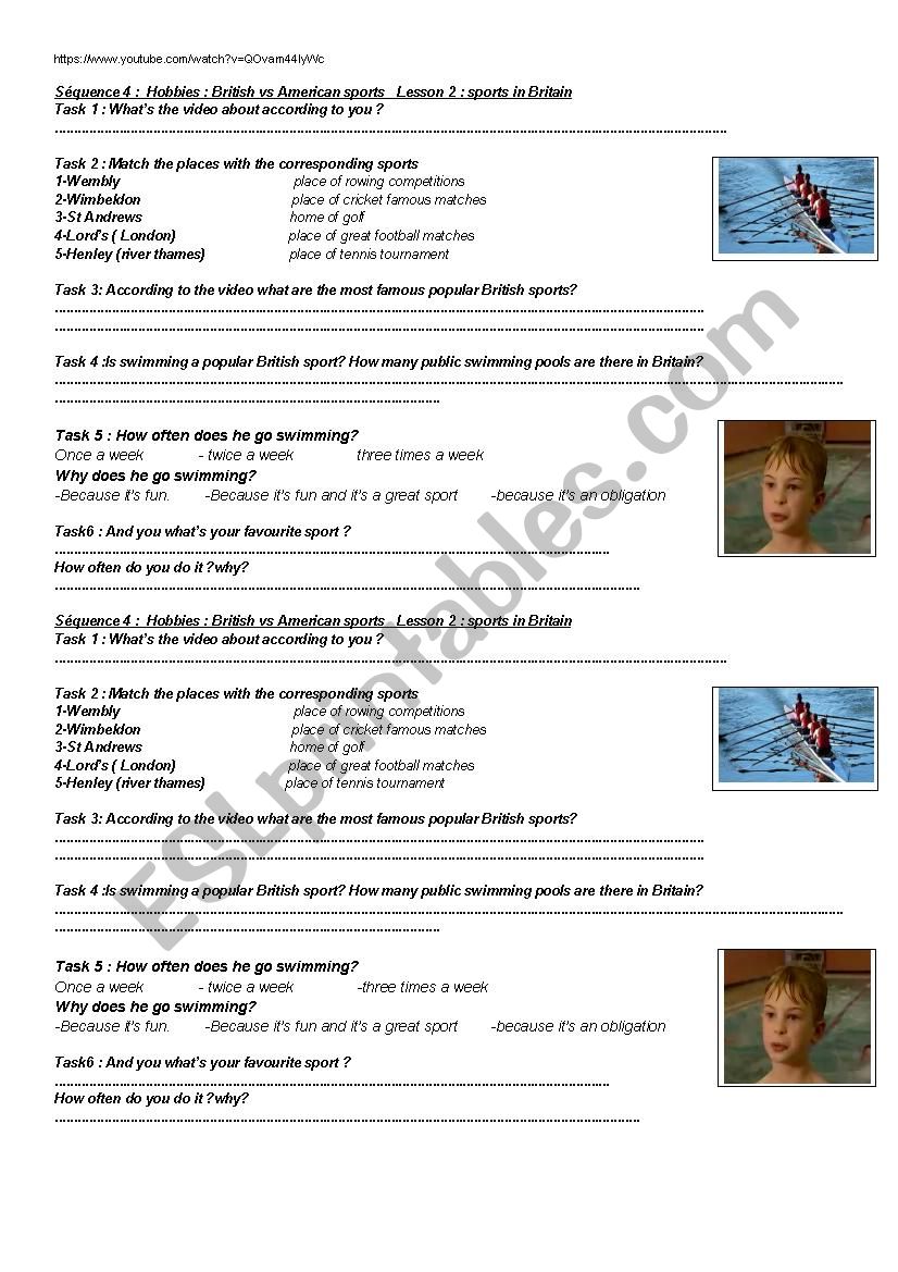 sports in Britain  worksheet