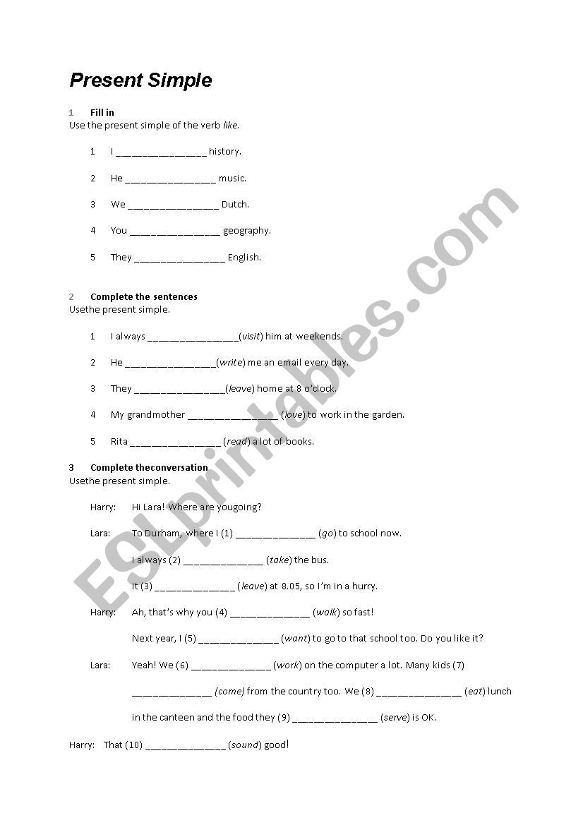 Present Simple - the basics worksheet