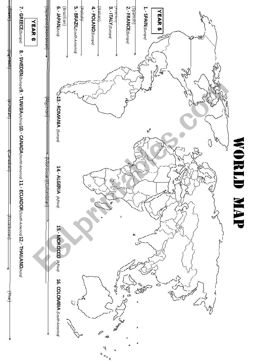 WORLD MAP: FIND THESE COUNTRIES