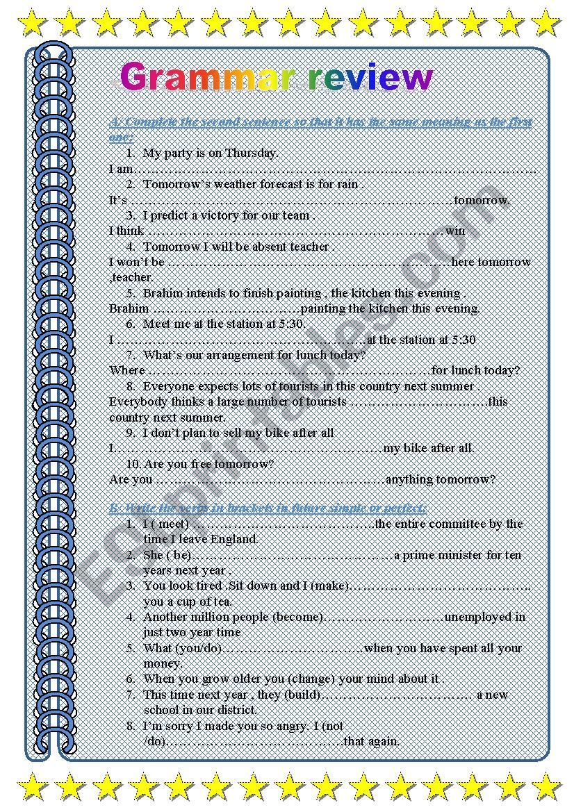 Grammar review 2 worksheet