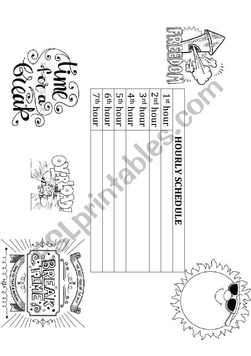 Hourly  Schedule- Time Sheet worksheet