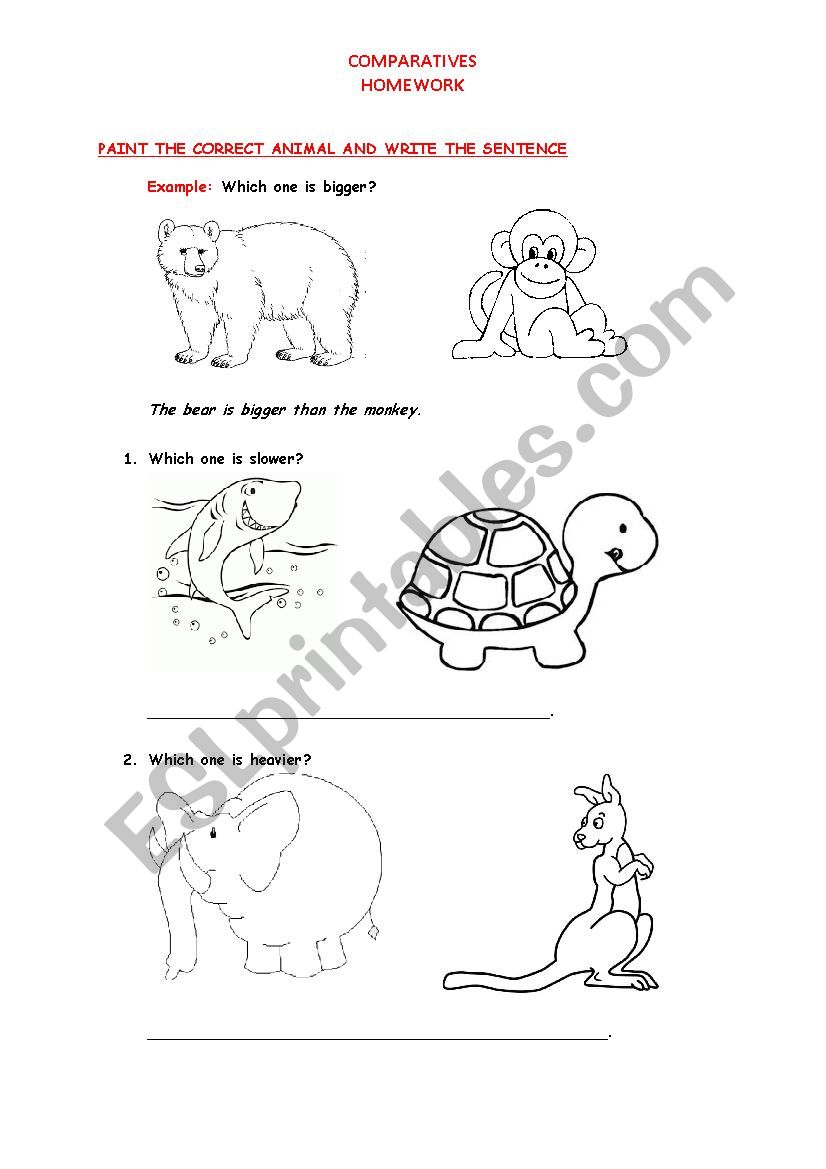 COMPARATIVES FUN PAGE worksheet