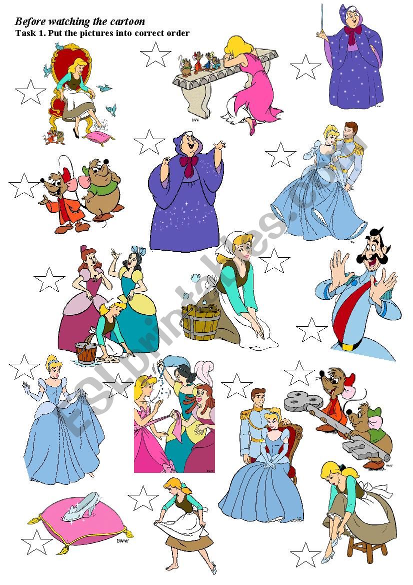 Cinderella (disney cartoon) worksheet