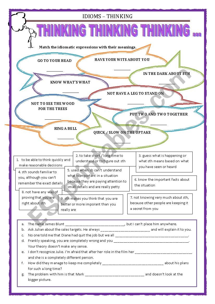 IDIOMS 7 - THINKING  worksheet