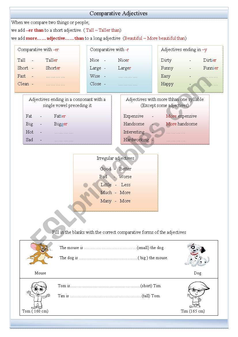 Comparative Adjectives worksheet