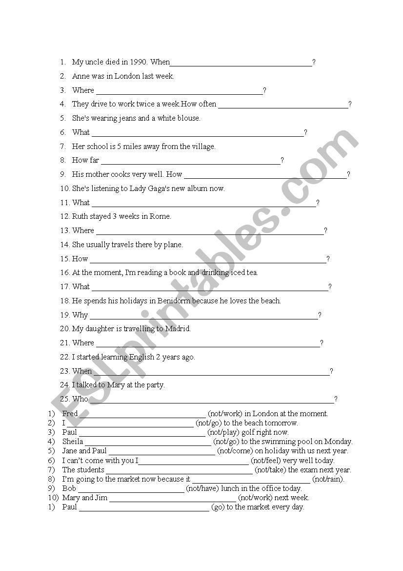 questions and conditional worksheet