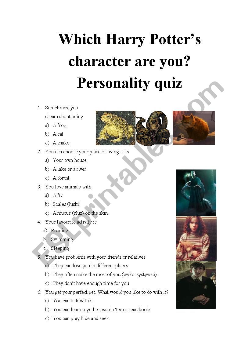 Which Harry Potter&rsquo;s character are you? Personality quiz 16 - ESL 