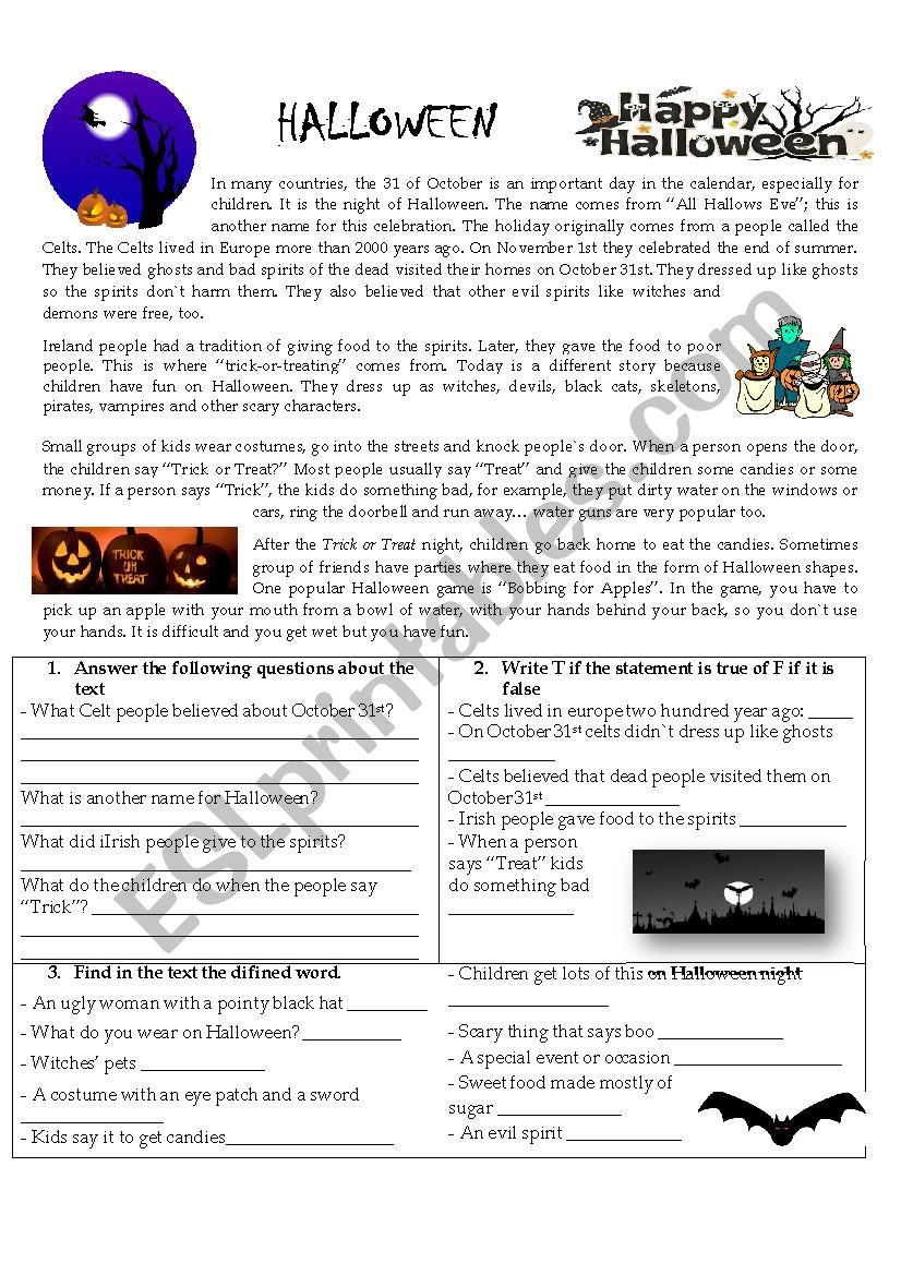 HALLOWEEN SHORT HISTORY - ESL worksheet by Diana Cárdenas