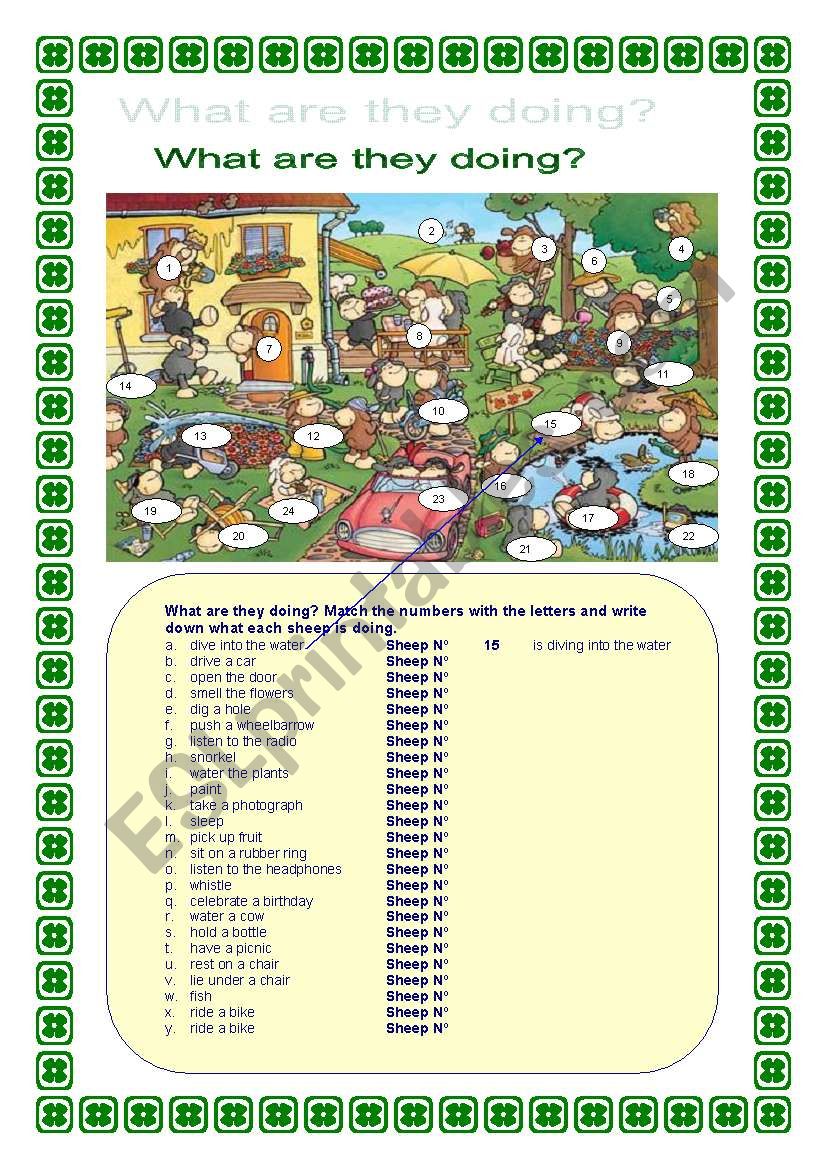 What are the sheep doing? worksheet