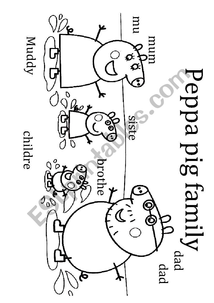 Peppa pig family worksheet