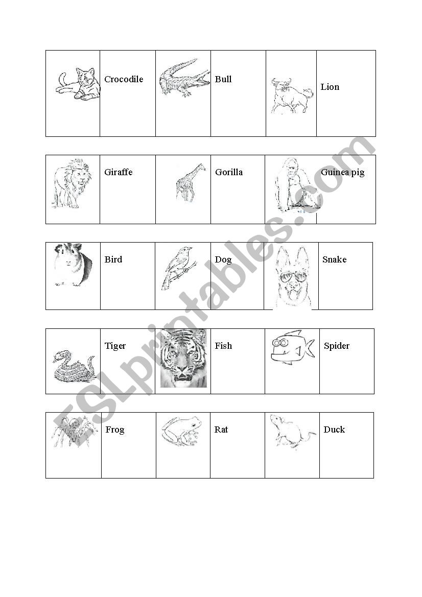 Dominos animaux worksheet