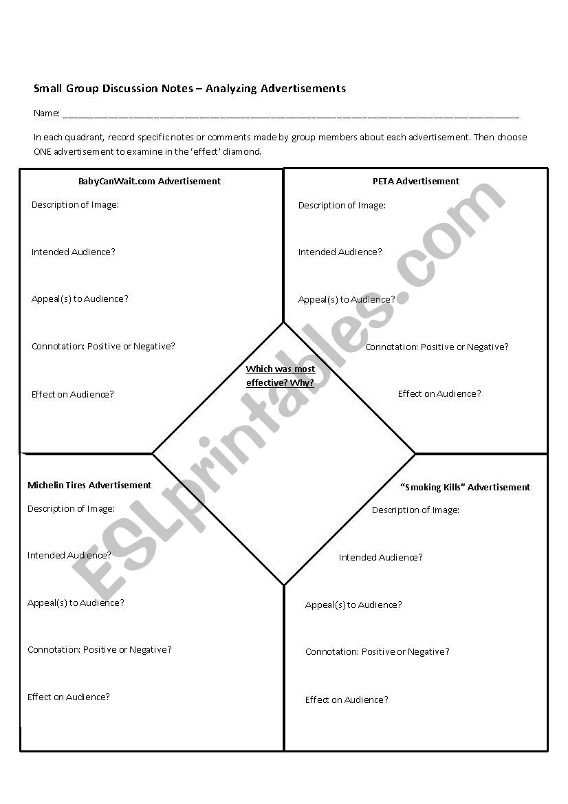 Ad analysis  worksheet