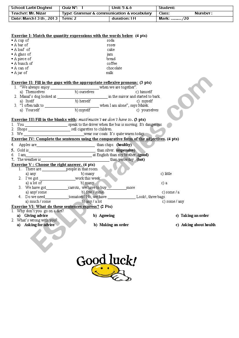 Language Test For Moroccan Common Core classes