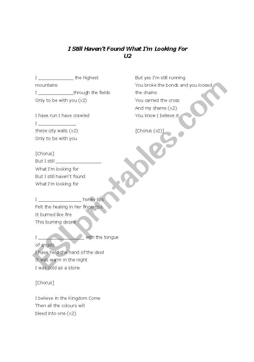 Present Perfect Song worksheet