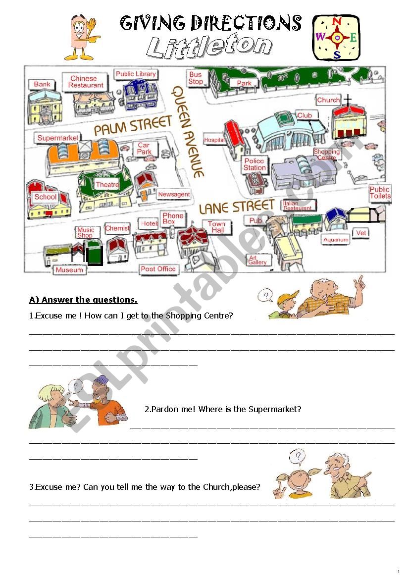 giving directions worksheet