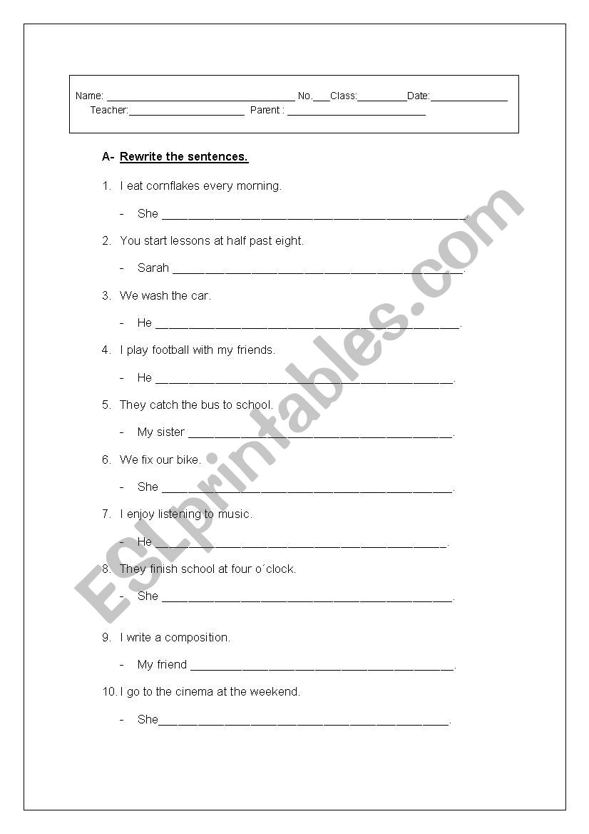 Grammar worksheet