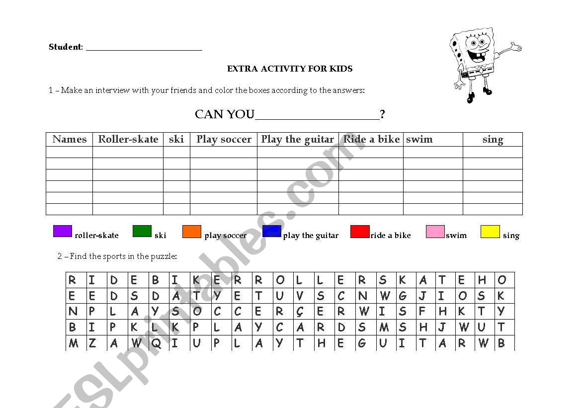 Can / Sports worksheet