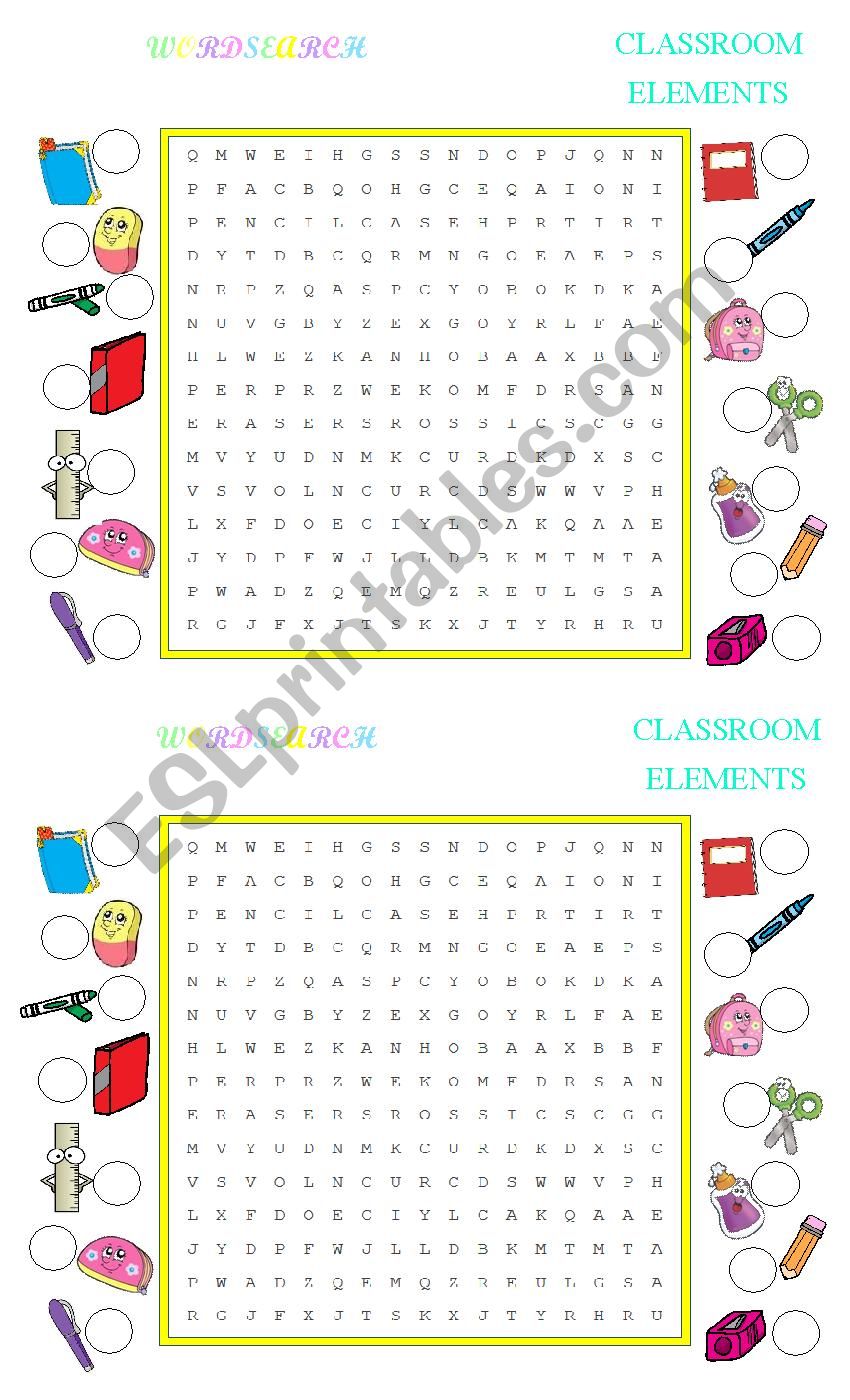 Classroom Elements - Wordsearch