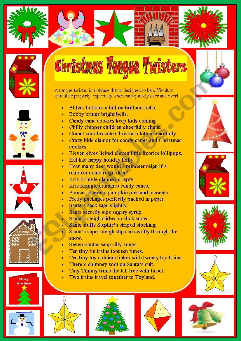 X-Mas Tongue Twisters worksheet