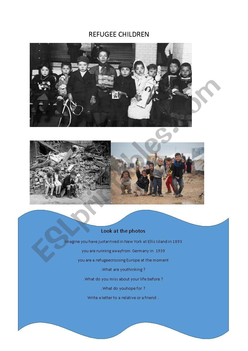 REFUGEE CHILDREN   worksheet