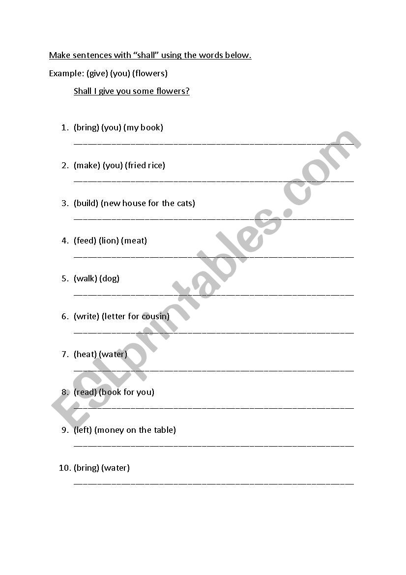 Shall exercise worksheet