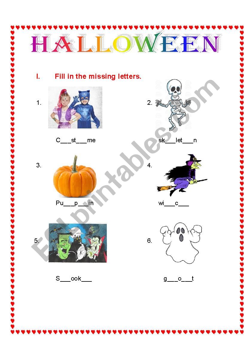 Halloween vocabulary worksheet