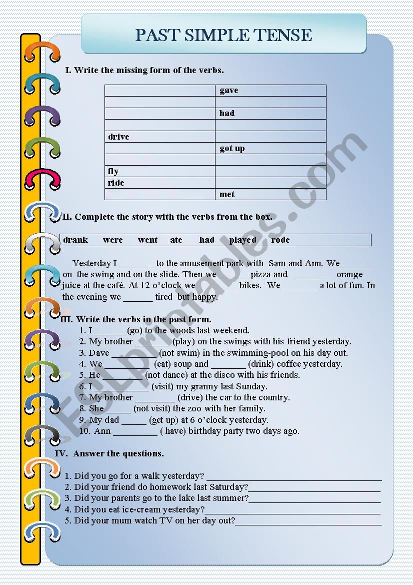 Past Simple worksheet