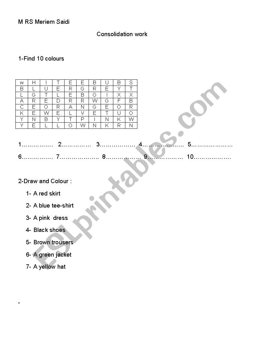 remedial work worksheet