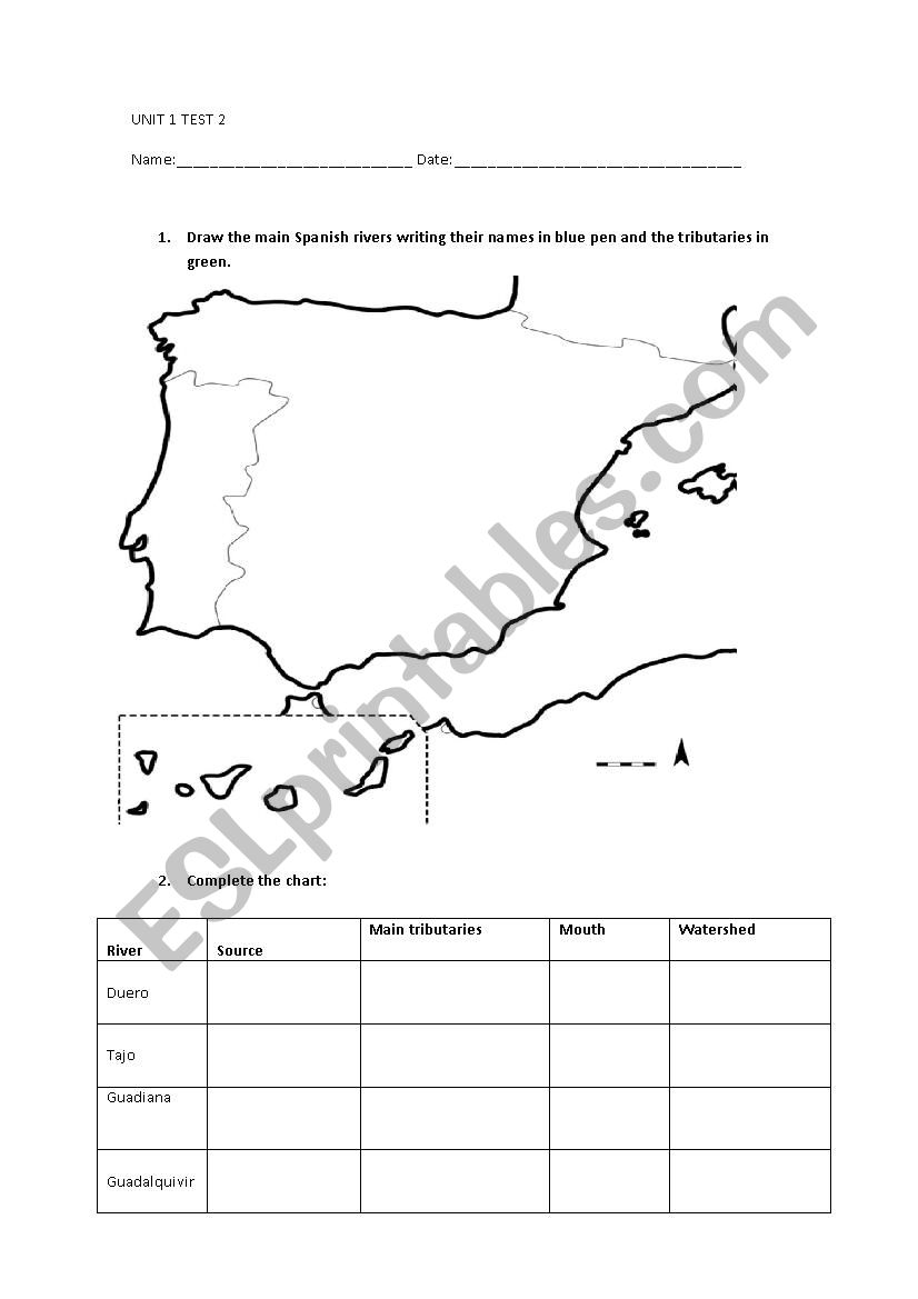 Spain: rivers, tributaries and landforms: gulfs, capes, bays, archipielagos, etc